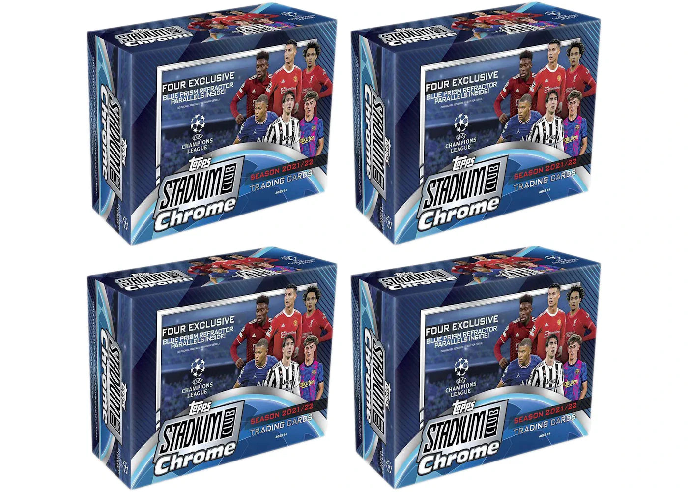 2021-22 Topps Chrome Stadium Club UEFA Champions League Soccer Mega Box 4x Lot