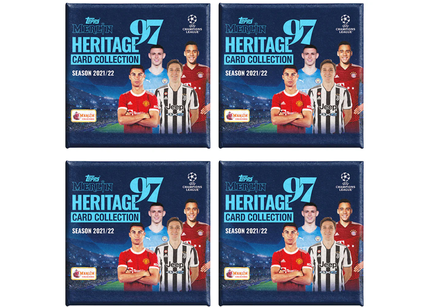 2021-22 Topps Merlin 97 Heritage UEFA Champions League Soccer Hobby Box 4x Lot