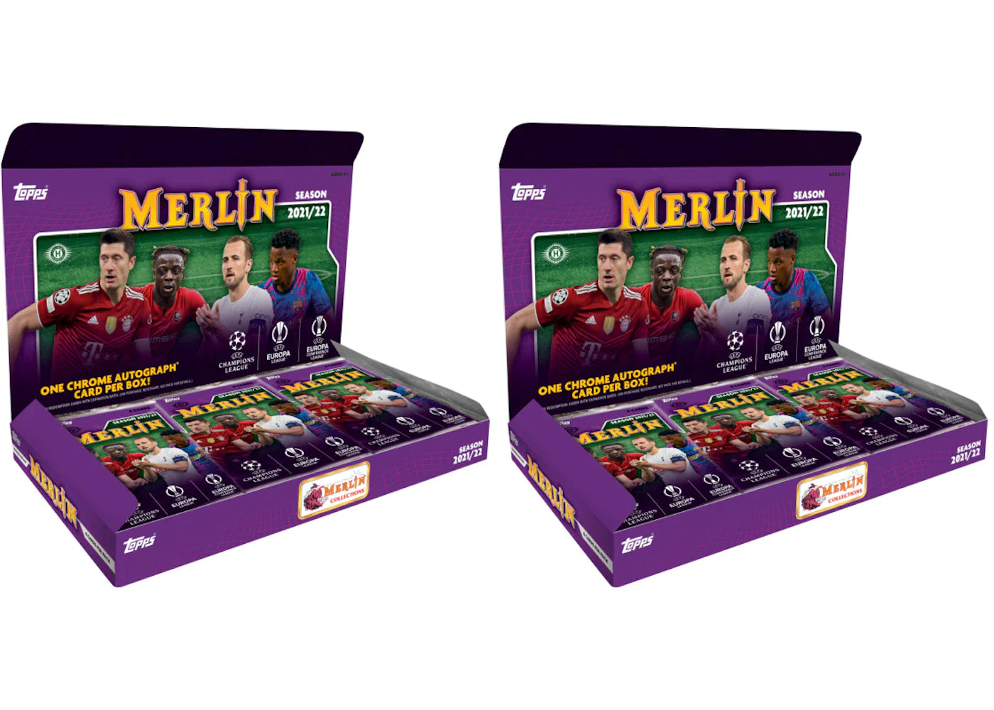2021-22 Topps UEFA Champions League Merlin Chrome Soccer Hobby Box 2x Lot