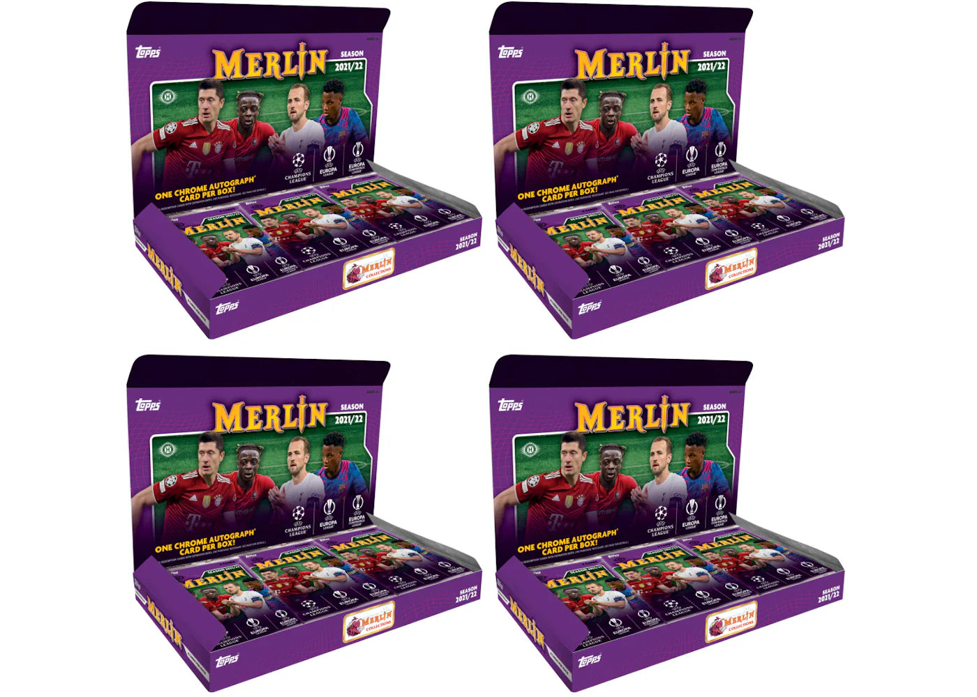 2021-22 Topps UEFA Champions League Merlin Chrome Soccer Hobby Box 4x Lot