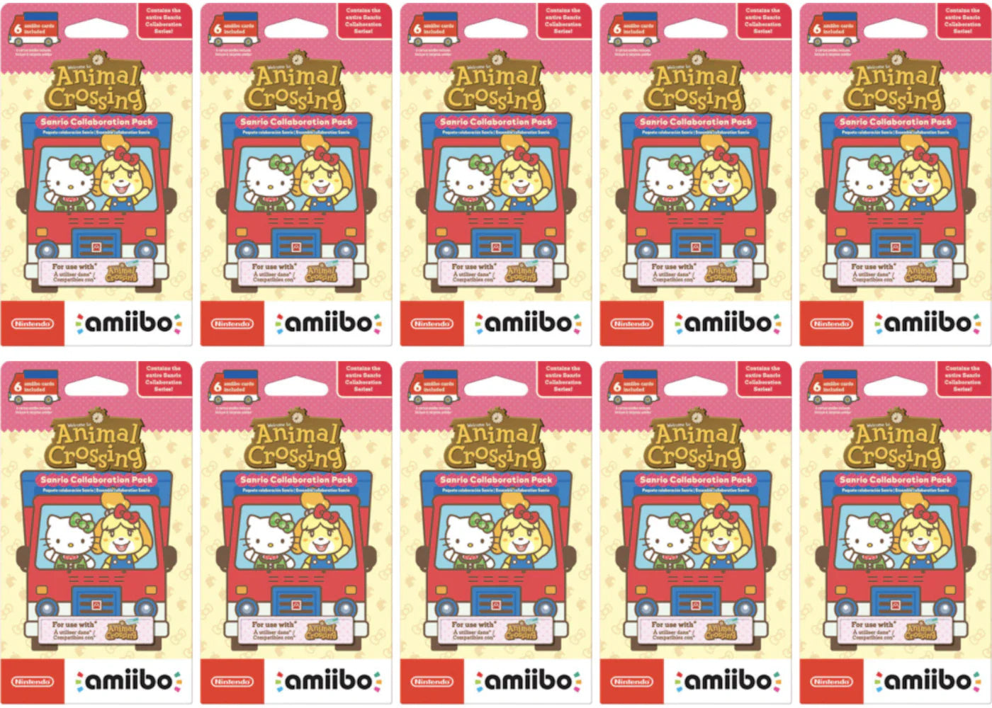2021 Animal Crossing Sanrio Collaboration Amiibo Pack 10x Lot