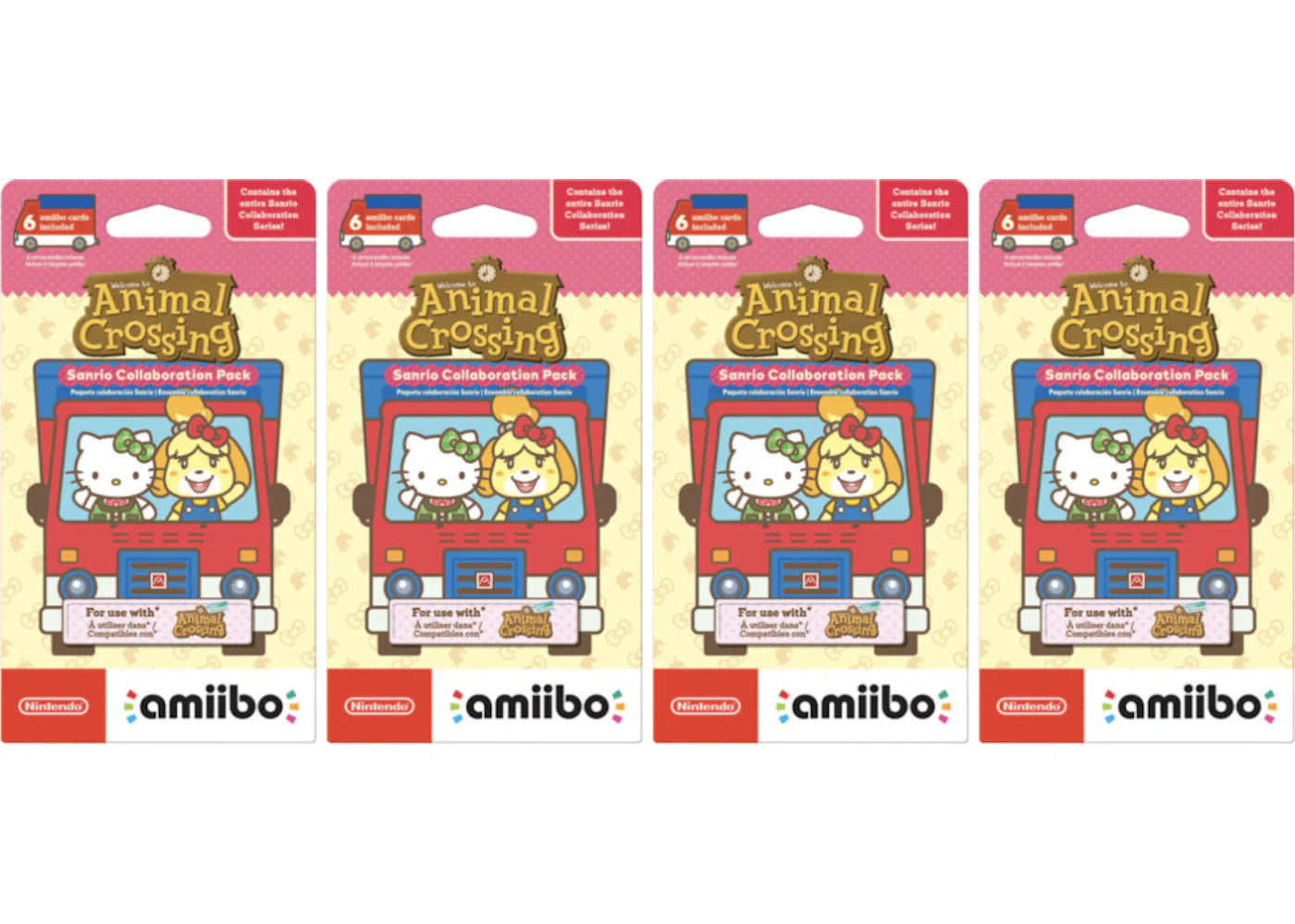 2021 Animal Crossing Sanrio Collaboration Amiibo Pack 4x Lot