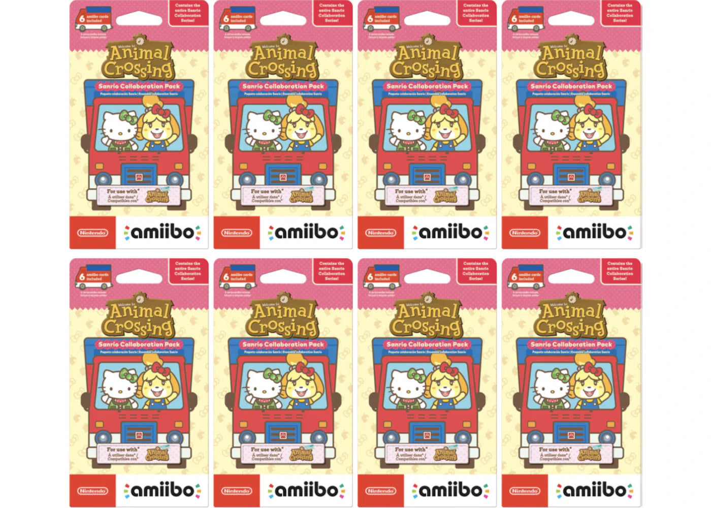 2021 Animal Crossing Sanrio Collaboration Amiibo Pack 8x Lot