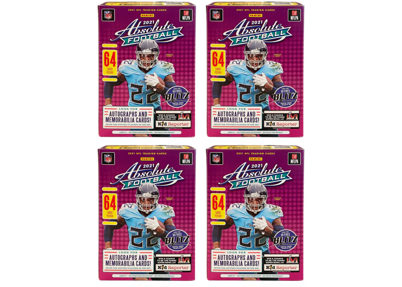 2021 Panini Absolute Football Blaster Box (Purple Parallels) (Fanatics Exclusive) 4x Lot