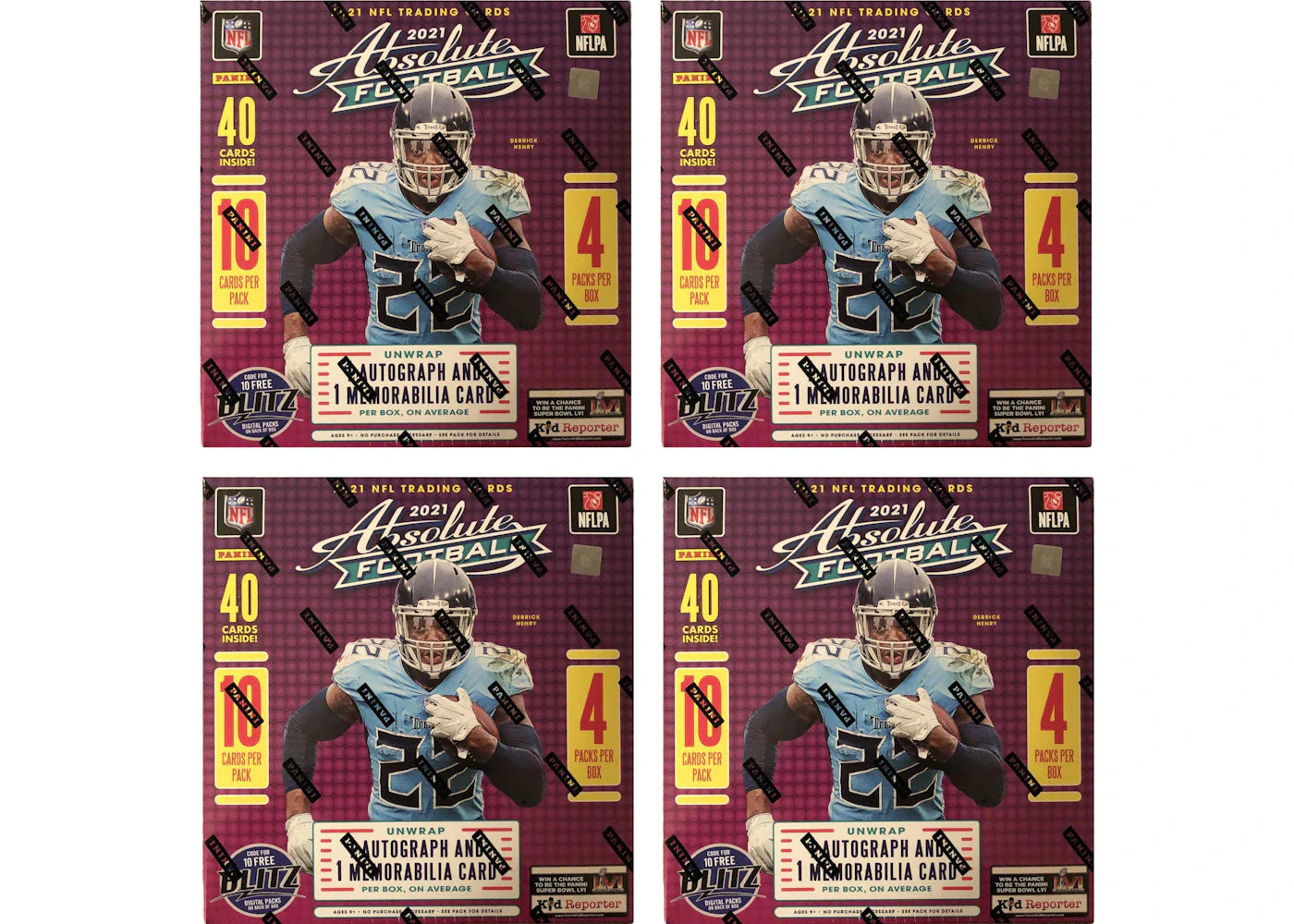 2021 Panini Absolute Football Mega Box (Teal Parallels) (Fanatics Exclusive) 4x Lot