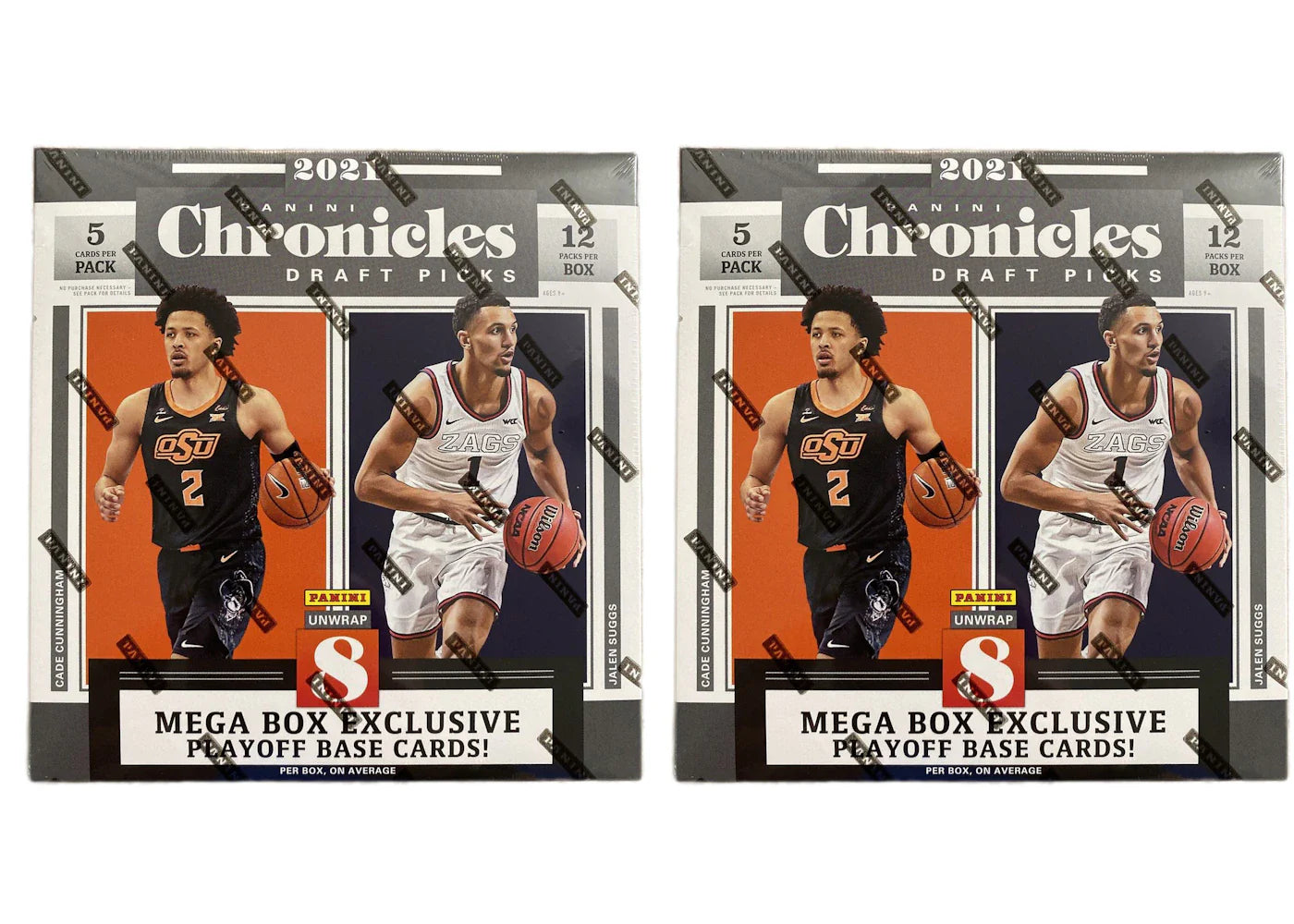 2021 Panini Chronicles Draft Picks Collegiate Basketball Mega Box (Green Opti-Chrome Parallels) 2x Lot
