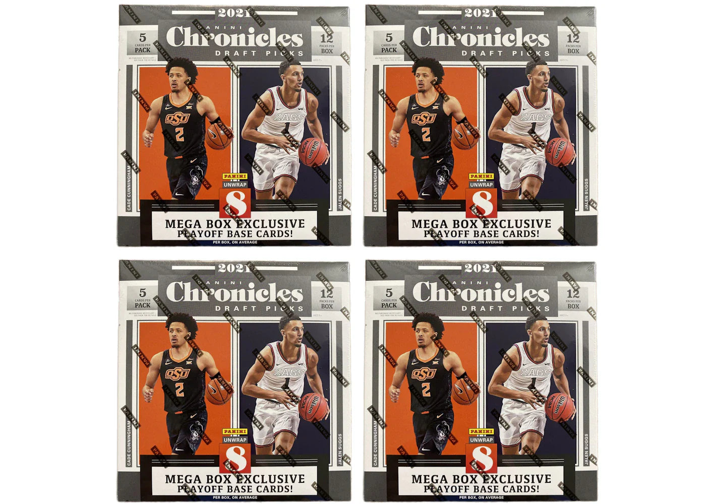 2021 Panini Chronicles Draft Picks Collegiate Basketball Mega Box (Green Opti-Chrome Parallels) 4x Lot