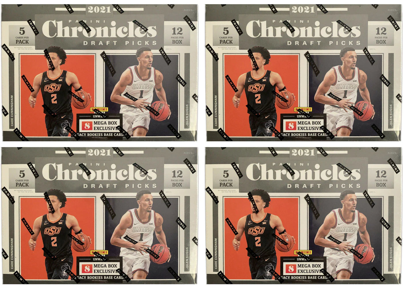 2021 Panini Chronicles Draft Picks Collegiate Basketball Mega Box (Orange Opti-Chrome Parallels) 4x Lot