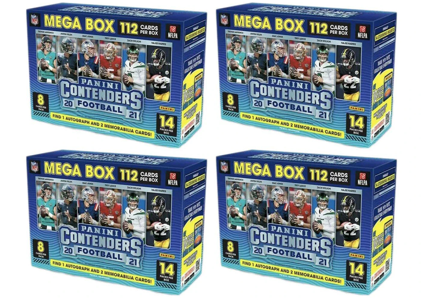 2021 Panini Contenders Football Mega Box (112 Ct.) 4x Lot