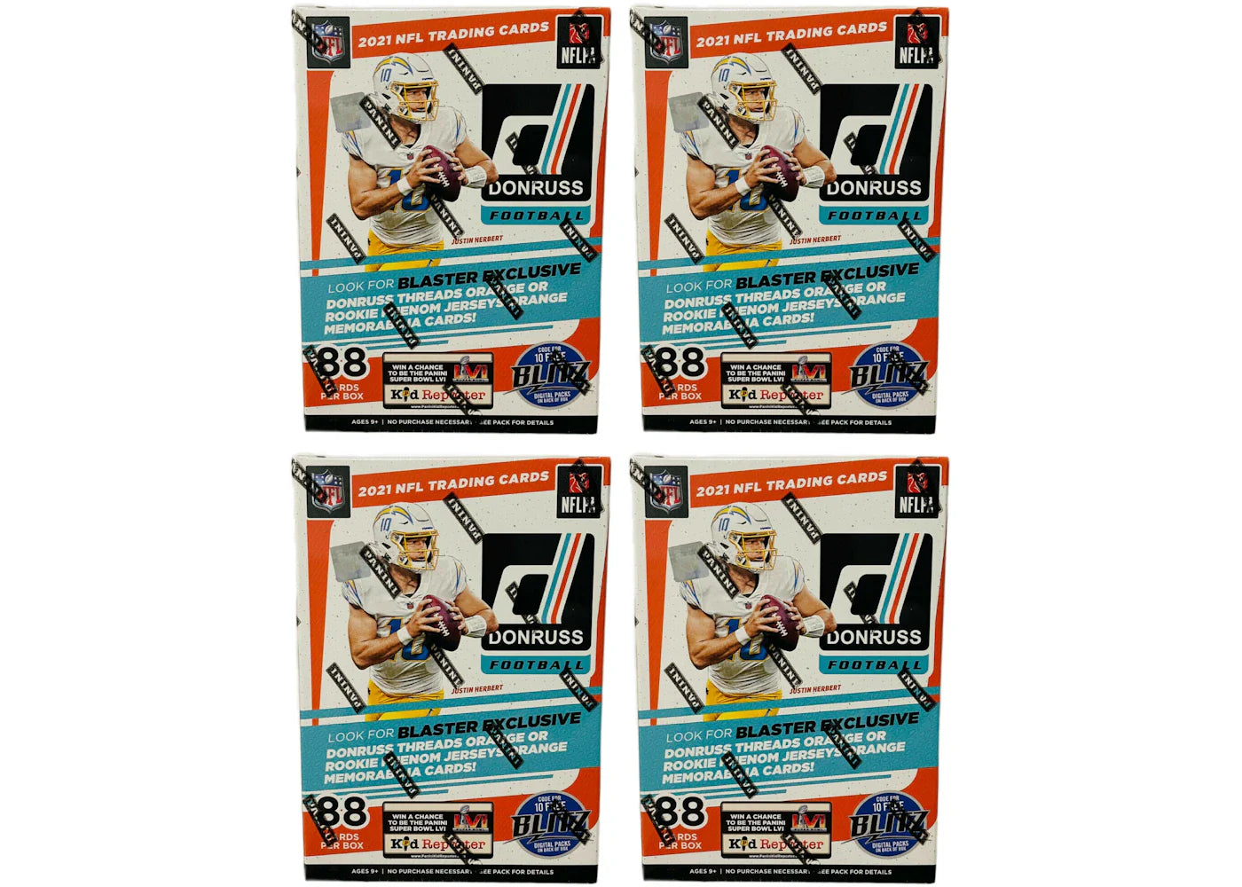2021 Panini Donruss Football Blaster Box (Threads Orange) (Fanatics Exclusive) 4x Lot