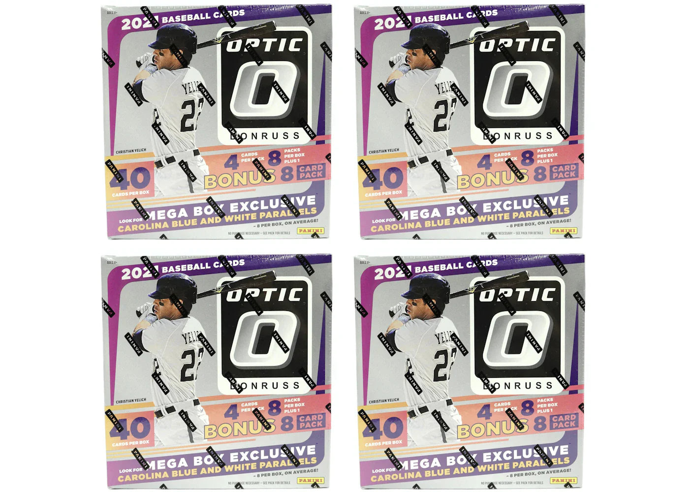 2021 Panini Donruss Optic Baseball Mega Box (Carolina Blue and White Parallels) 4x Lot