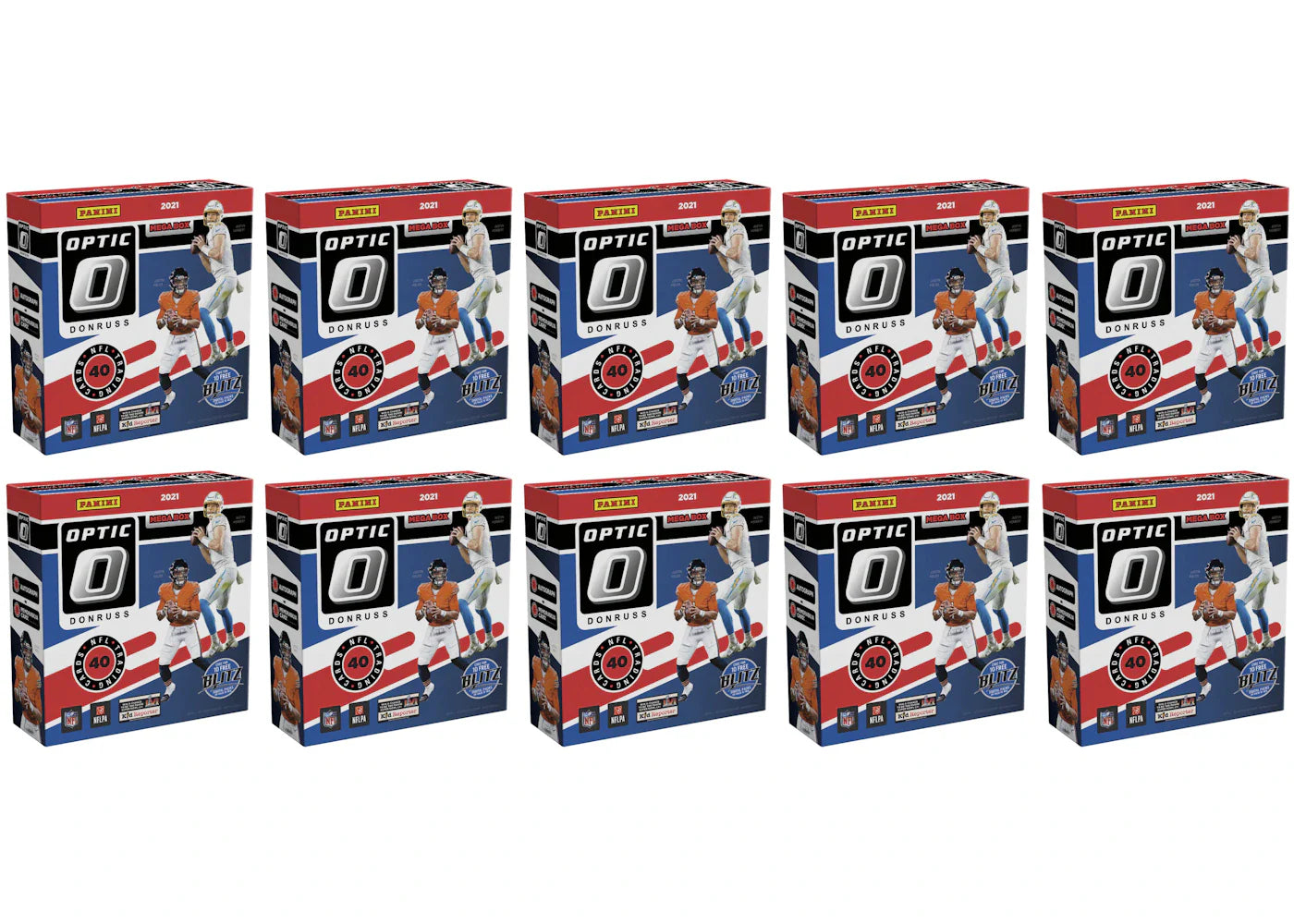 2021 Panini Donruss Optic Football Fanatics Exclusive Mega Box (Red Hyper Parallels) 10x lot