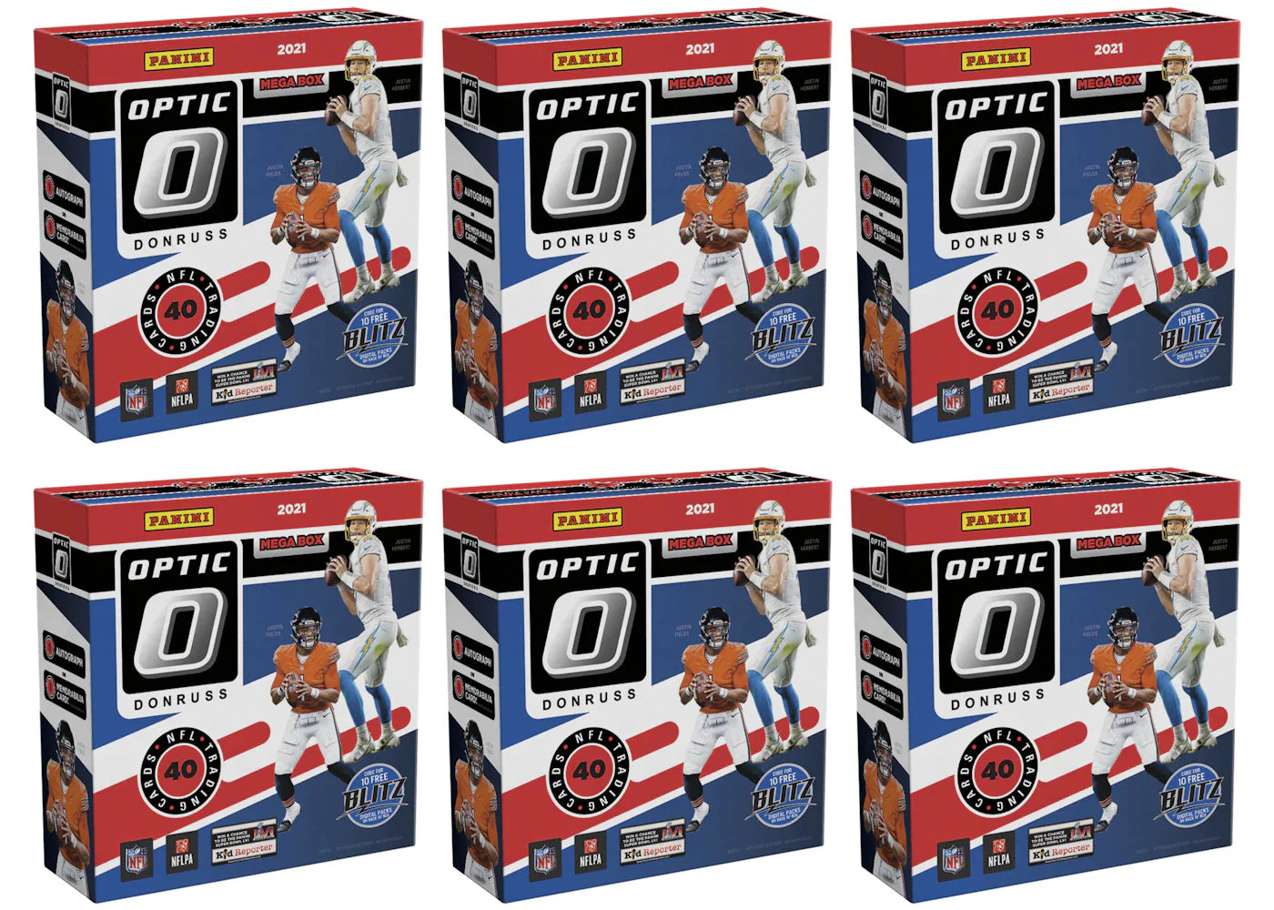 2021 Panini Donruss Optic Football Fanatics Exclusive Mega Box (Red Hyper Parallels) 6x Lot