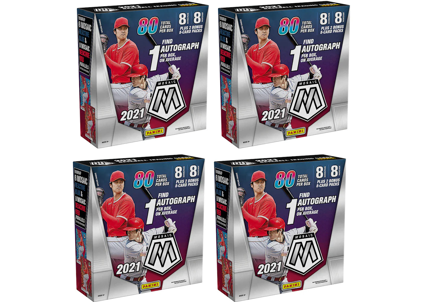 2021 Panini Mosaic Baseball Mega Box (80 ct.) 4x Lot