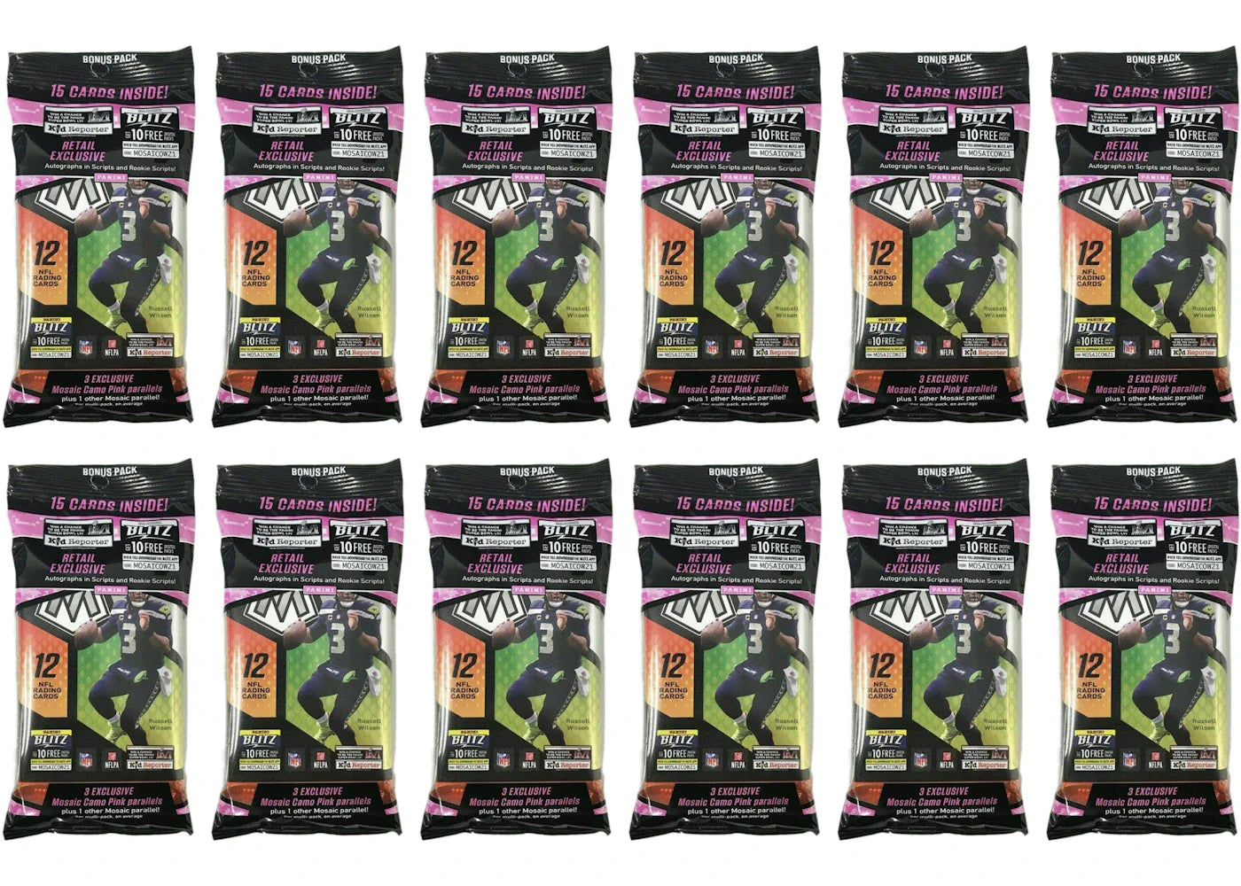 2021 Panini Mosaic Football Cello Pack 12x lot