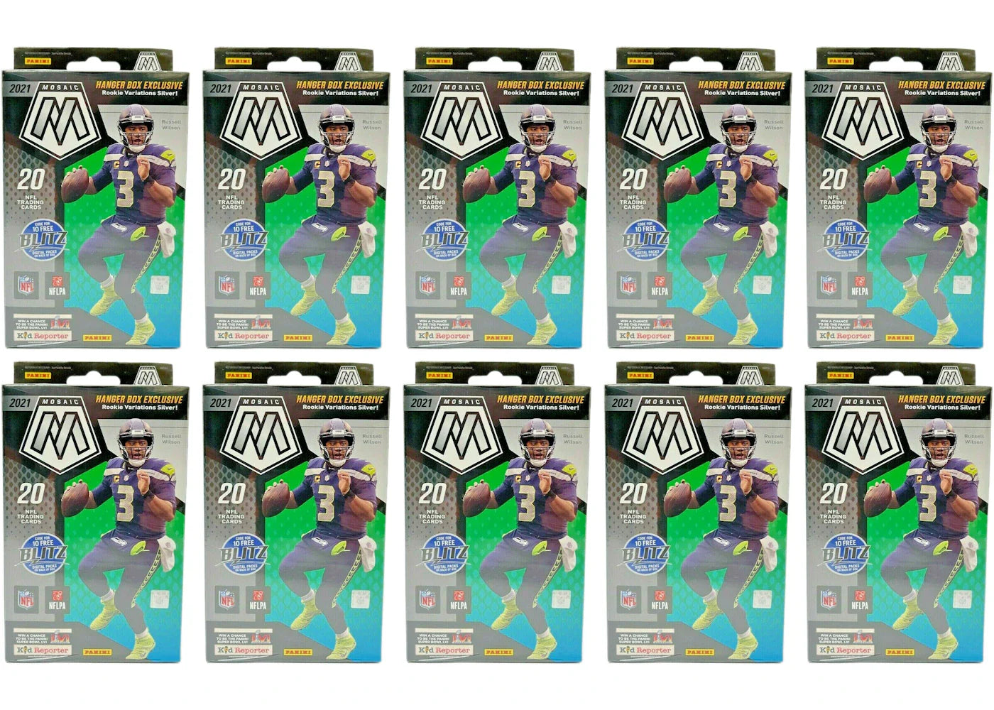 2021 Panini Mosaic Football Hanger Box (Hanger Box Exclusive: Rookie Variations Silver) 10x Lot