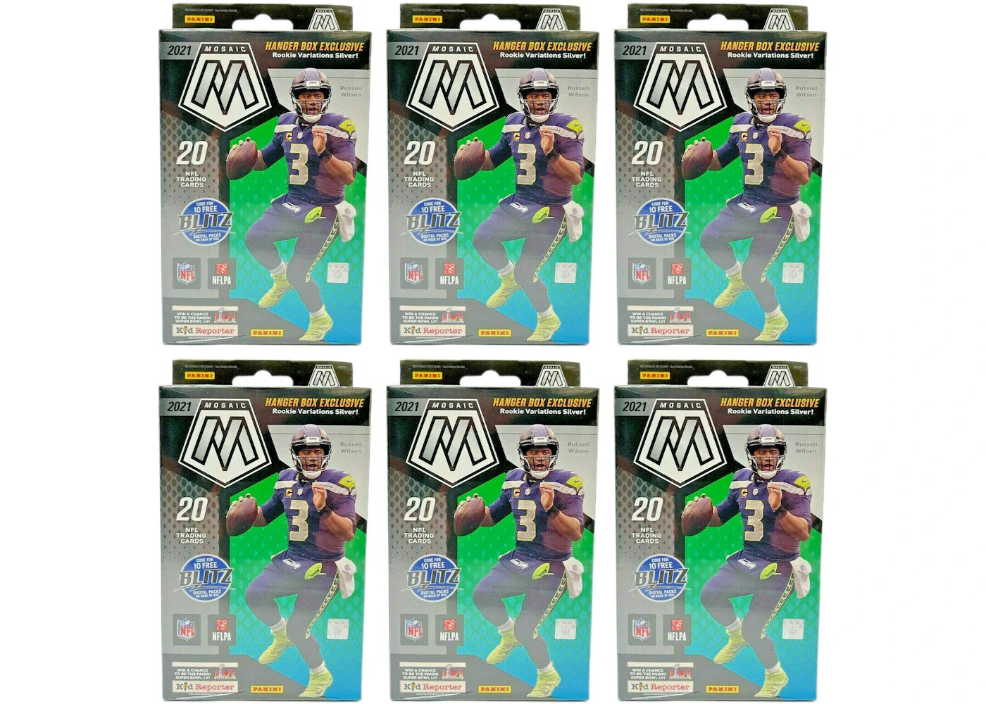 2021 Panini Mosaic Football Hanger Box (Hanger Box Exclusive: Rookie Variations Silver) 6x Lot