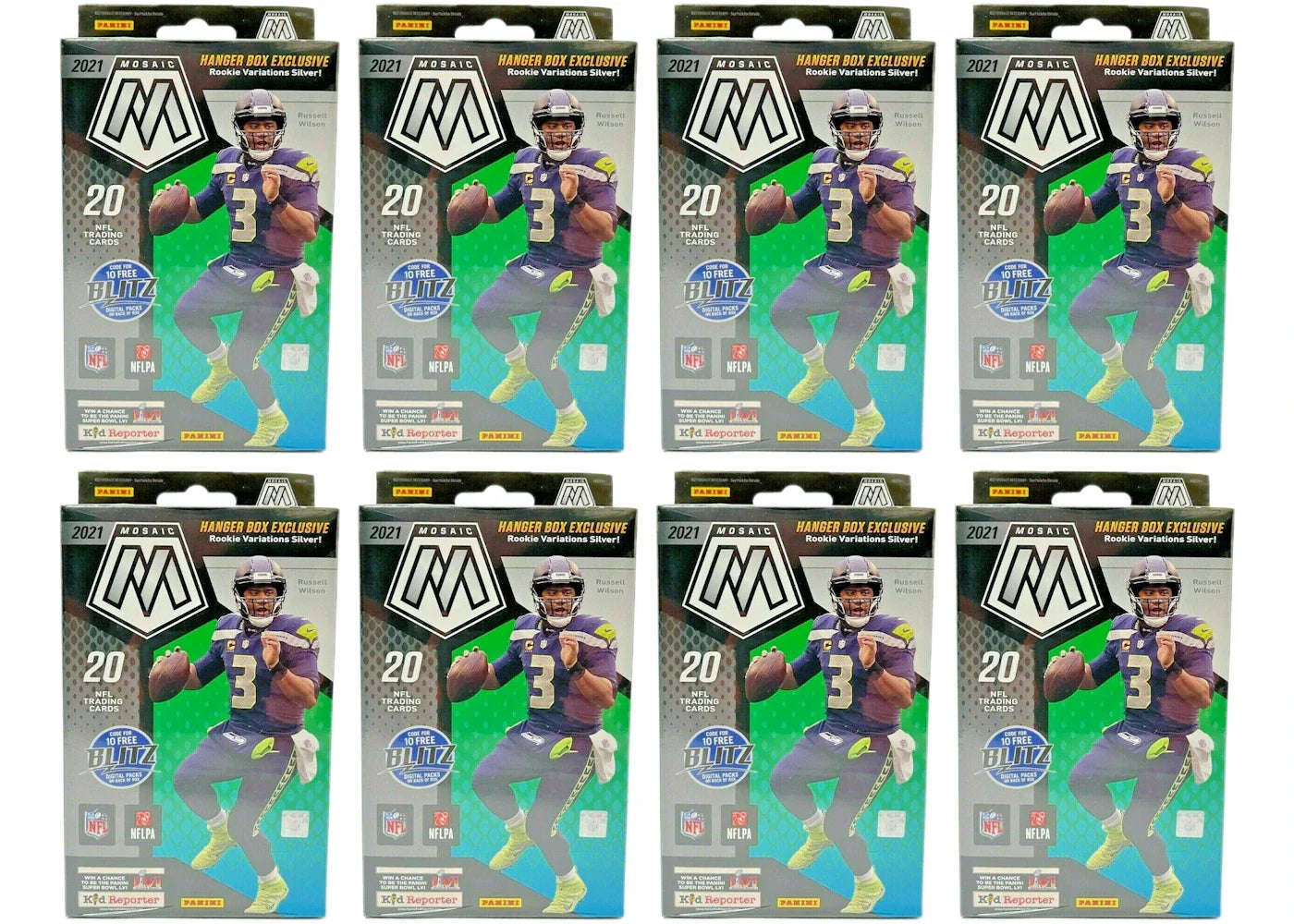 2021 Panini Mosaic Football Hanger Box (Hanger Box Exclusive: Rookie Variations Silver) 8x Lot