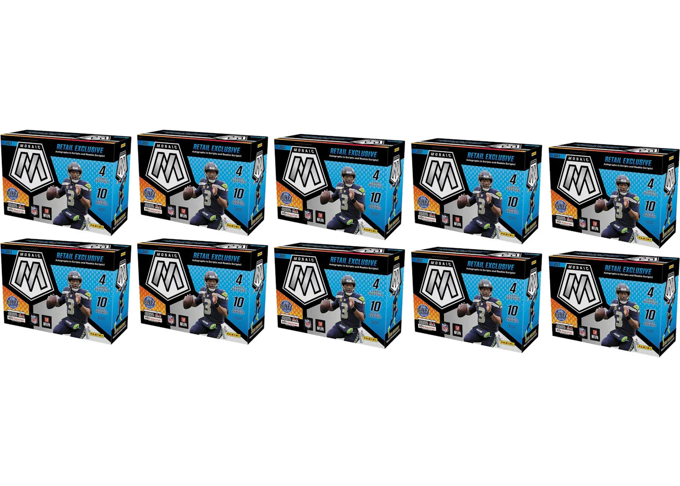 2021 Panini Mosaic Football Mega Box (Target) (Reactive Yellow Parallels) 10x Lot