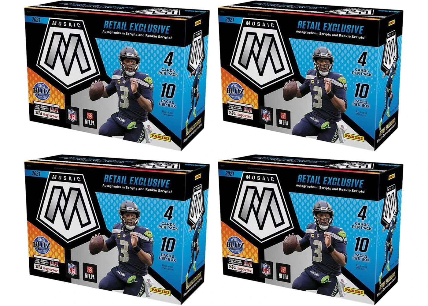 2021 Panini Mosaic Football Mega Box (Target) (Reactive Yellow Parallels) 4x Lot