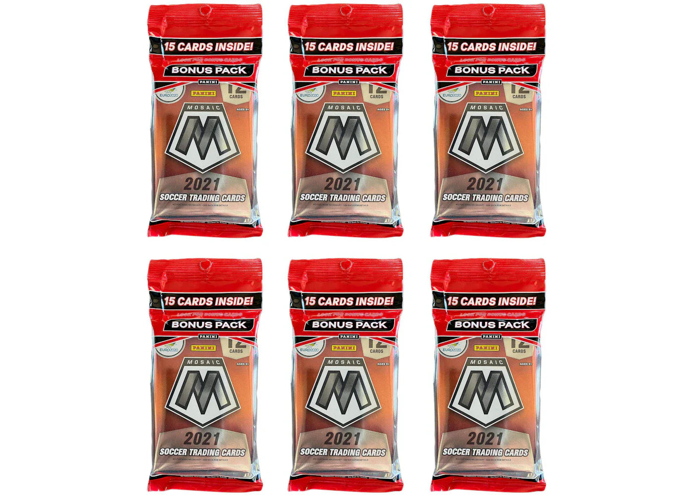 2021 Panini Mosaic UEFA Euro Soccer Cello Pack 6x Lot