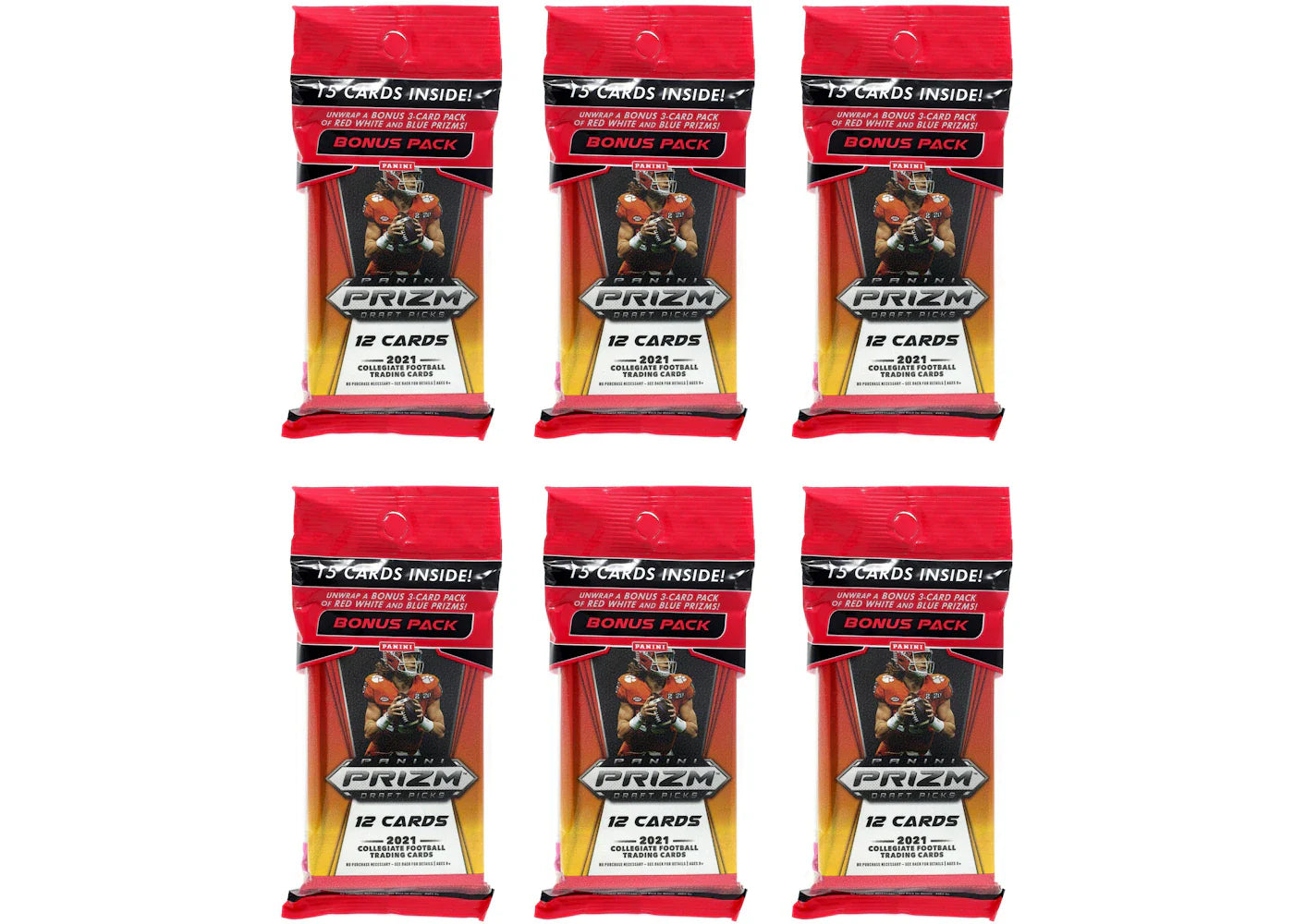 2021 Panini Prizm Draft Picks College Football Cello Pack 6x Lot