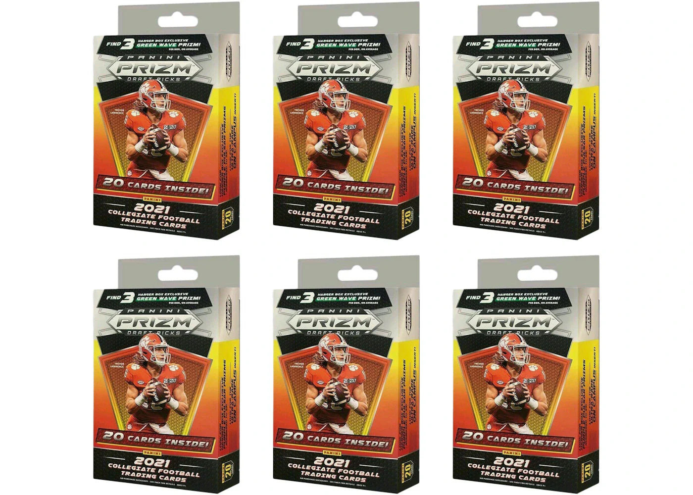 2021 Panini Prizm Draft Picks College Football Hanger Box (Green Wave Prizm) 6x Lot