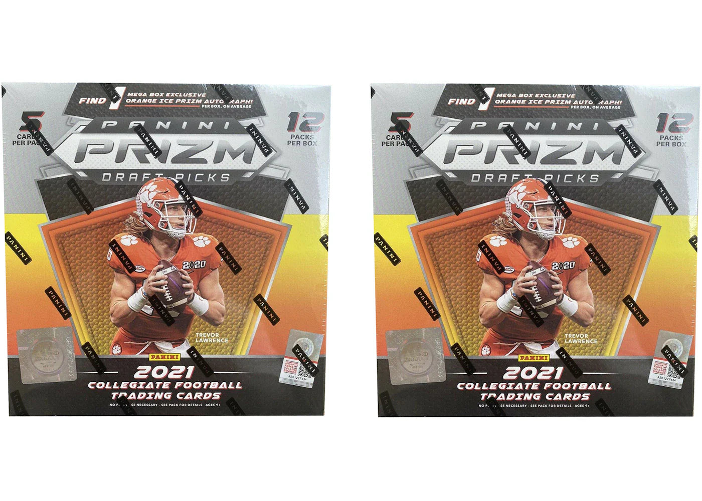 2021 Panini Prizm Draft Picks College Football Mega Box (Orange Ice Prizm) 2x Lot