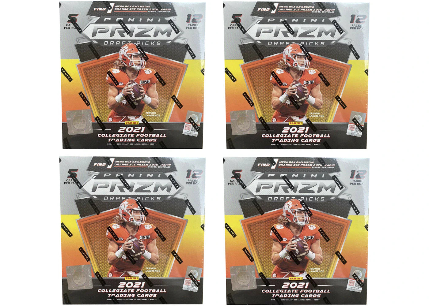 2021 Panini Prizm Draft Picks College Football Mega Box (Orange Ice Prizm) 4x Lot