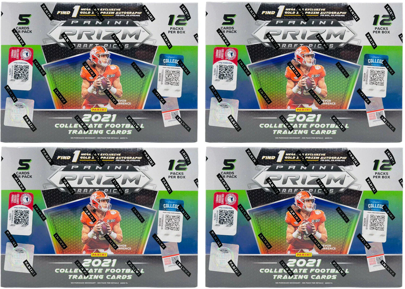 2021 Panini Prizm Draft Picks College Football Mega Box (Gold Ice Prizm) 4x Lot