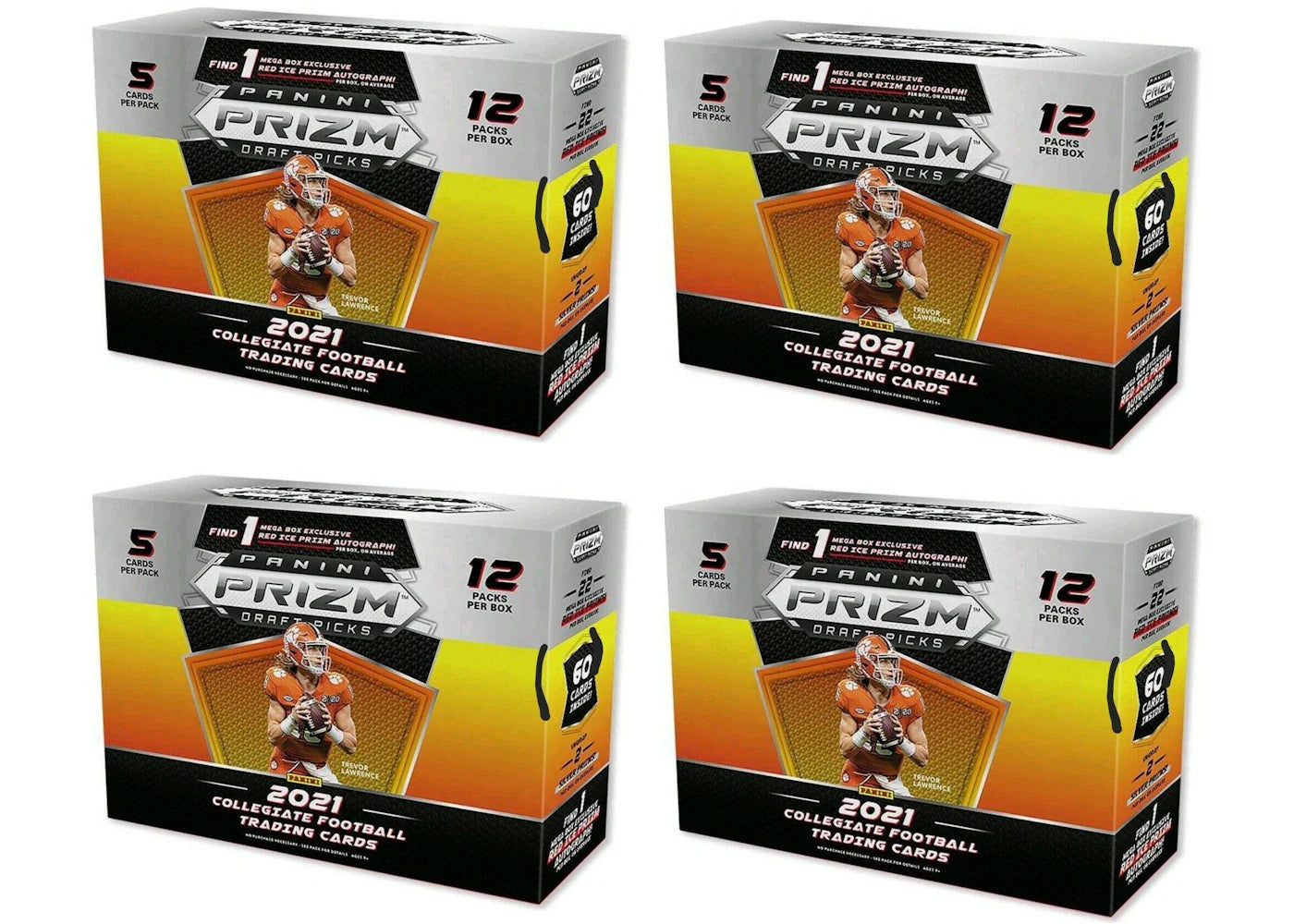 2021 Panini Prizm Draft Picks College Football Mega Box (Red Ice Prizm) 4x Lot