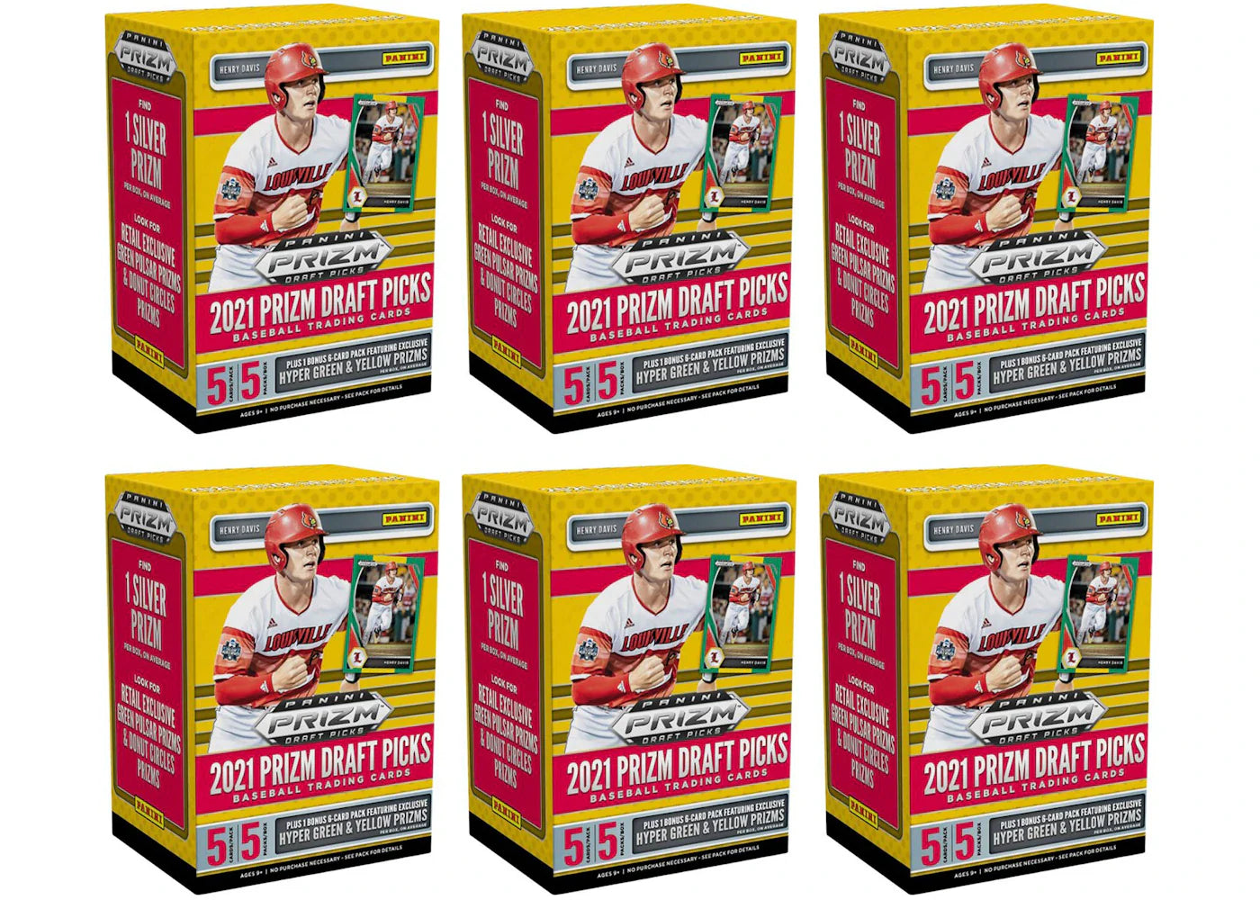 2021 Panini Prizm Draft Picks Collegiate Baseball Blaster Box 6x Lot