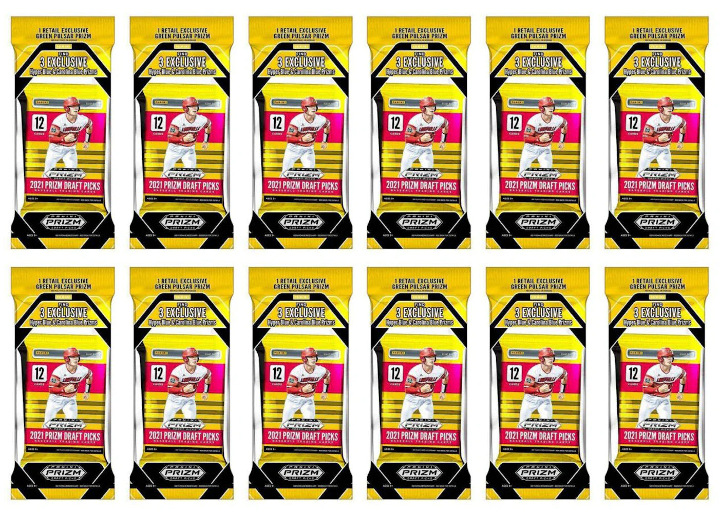 2021 Panini Prizm Draft Picks Collegiate Baseball Cello Pack 12x Lot