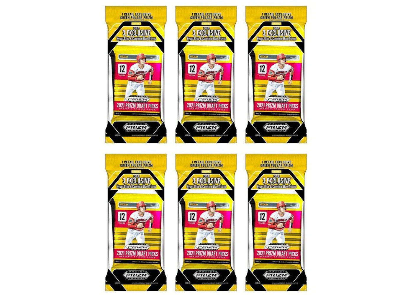 2021 Panini Prizm Draft Picks Collegiate Baseball Cello Pack 6x Lot
