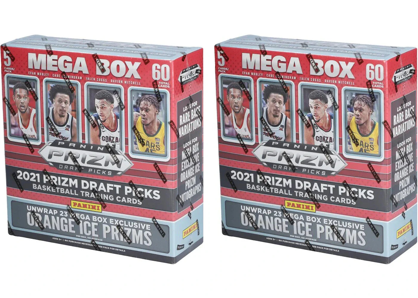2021 Panini Prizm Draft Picks Collegiate Basketball Mega Box (Orange Ice Prizms) 2x Lot