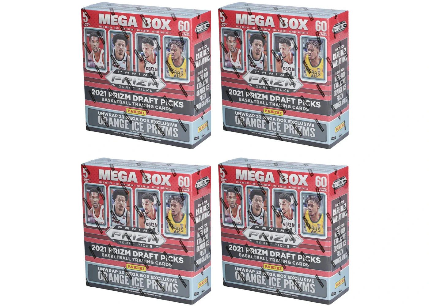 2021 Panini Prizm Draft Picks Collegiate Basketball Mega Box (Orange Ice Prizms) 4x Lot