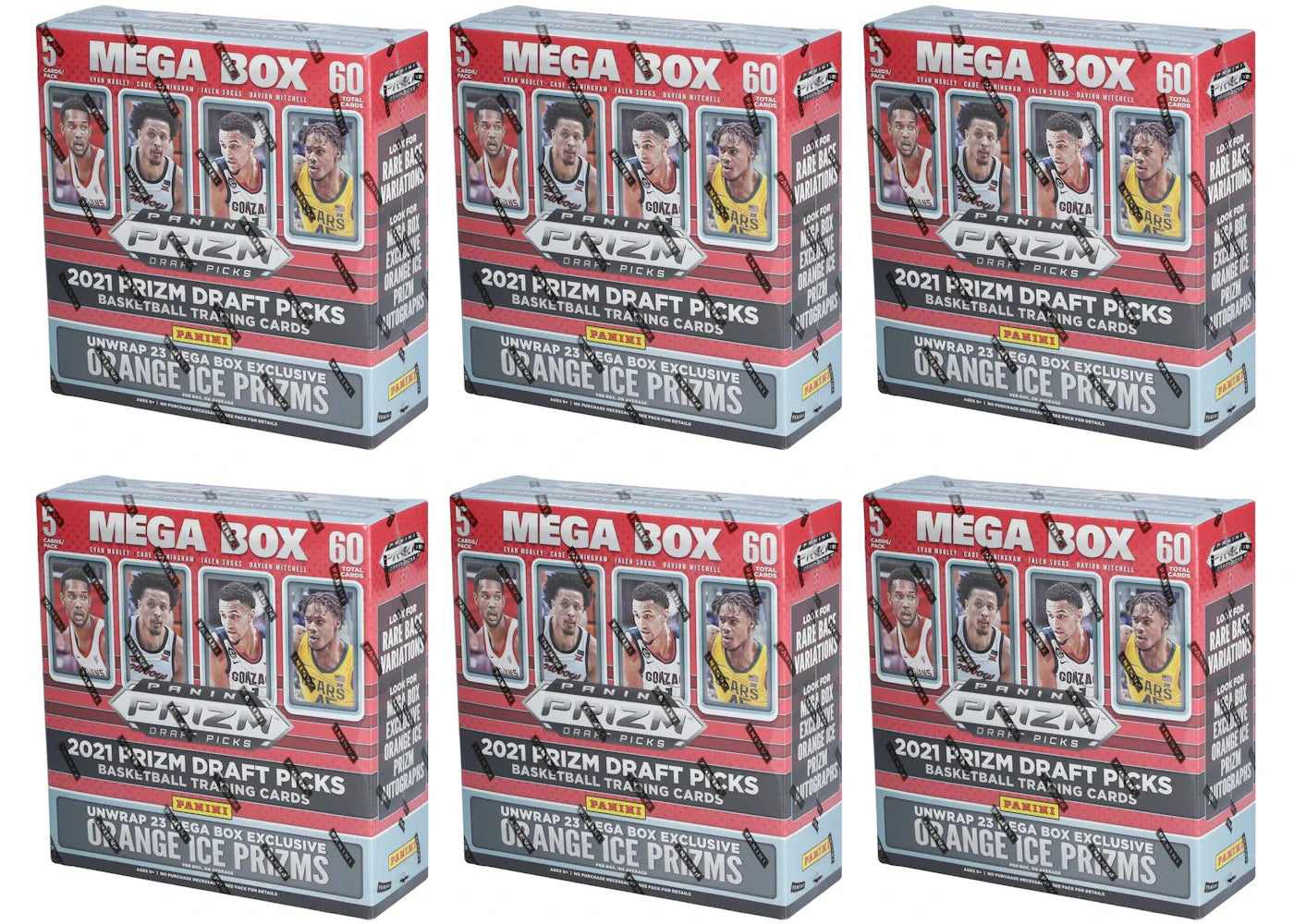 2021 Panini Prizm Draft Picks Collegiate Basketball Mega Box (Orange Ice Prizms) 6x Lot