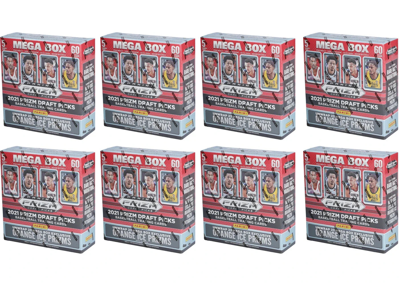 2021 Panini Prizm Draft Picks Collegiate Basketball Mega Box (Orange Ice Prizms) 8x Lot