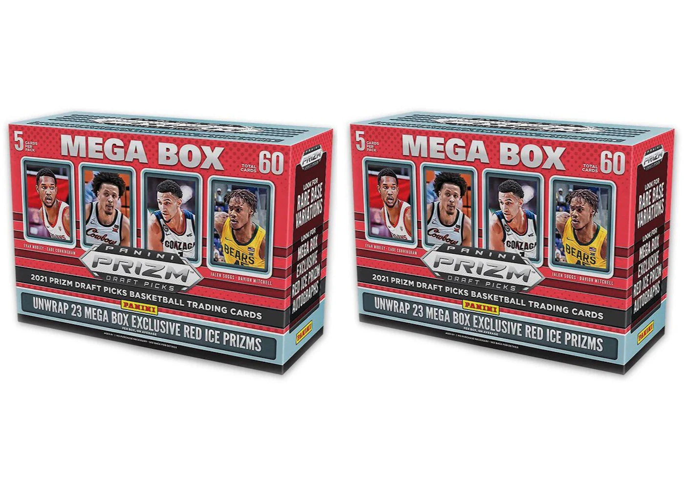 2021 Panini Prizm Draft Picks Collegiate Basketball Mega Box (Red Ice Prizms) 2x Lot