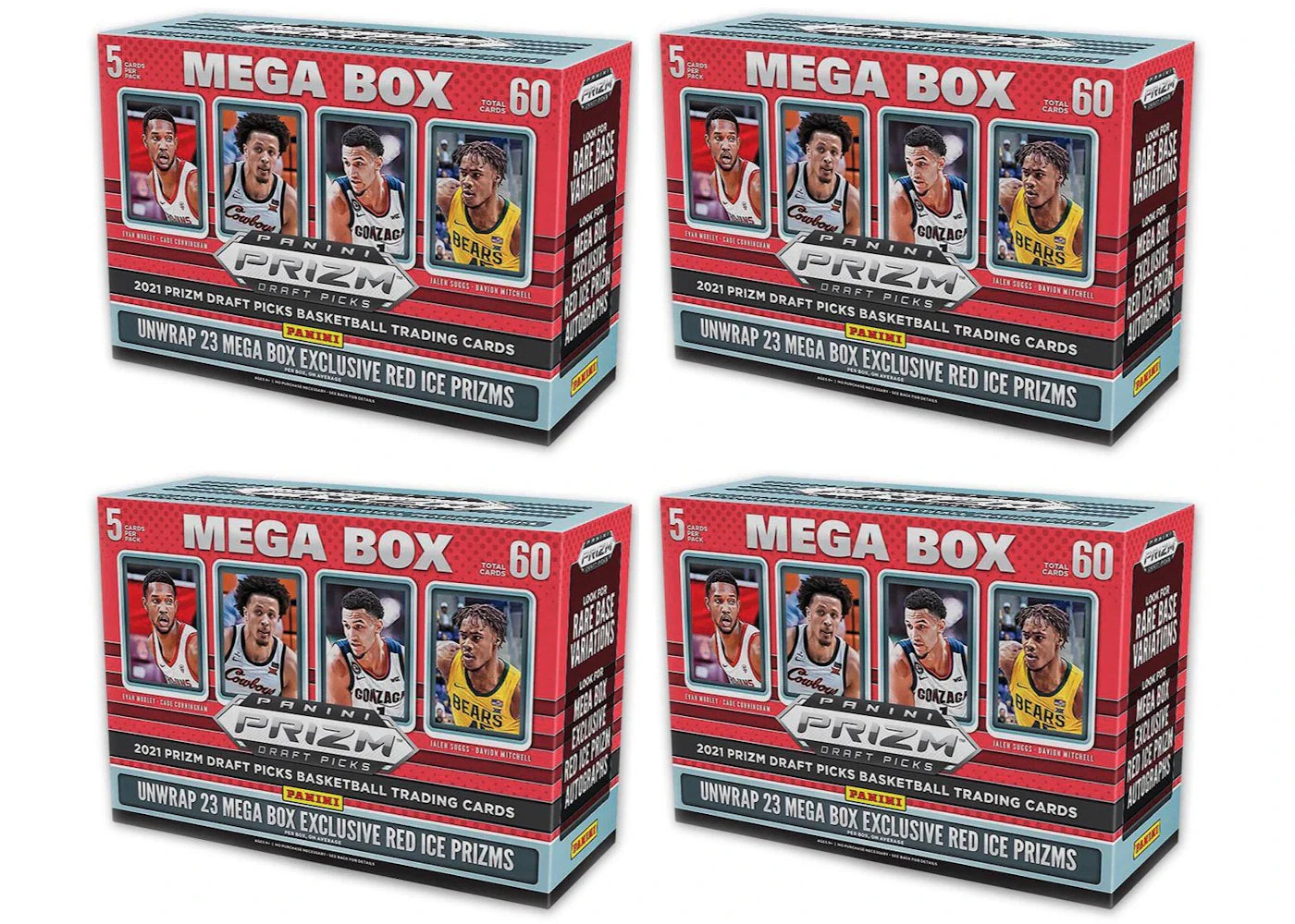 2021 Panini Prizm Draft Picks Collegiate Basketball Mega Box (Red Ice Prizms) 4x Lot