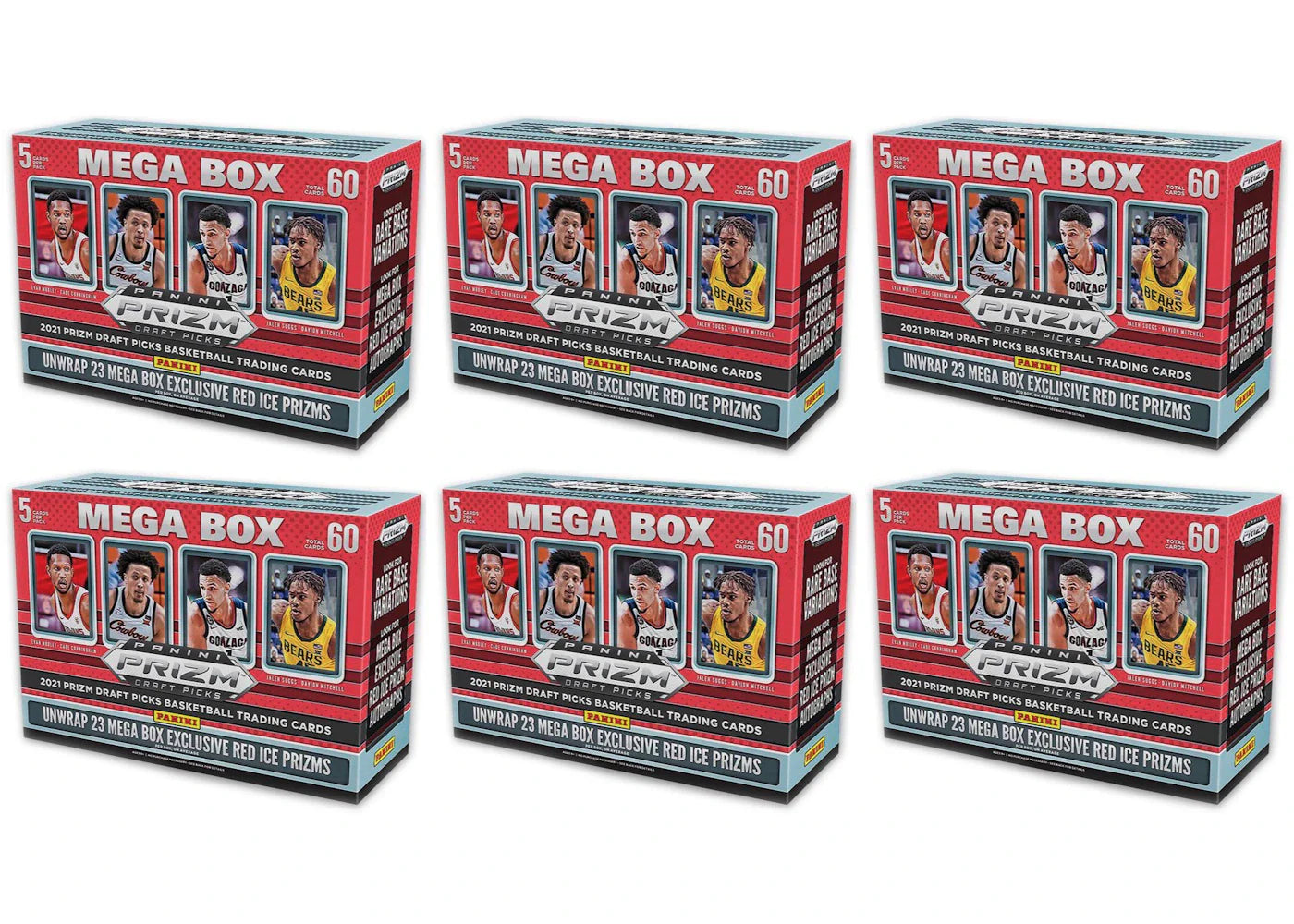 2021 Panini Prizm Draft Picks Collegiate Basketball Mega Box (Red Ice Prizms) 6x Lot
