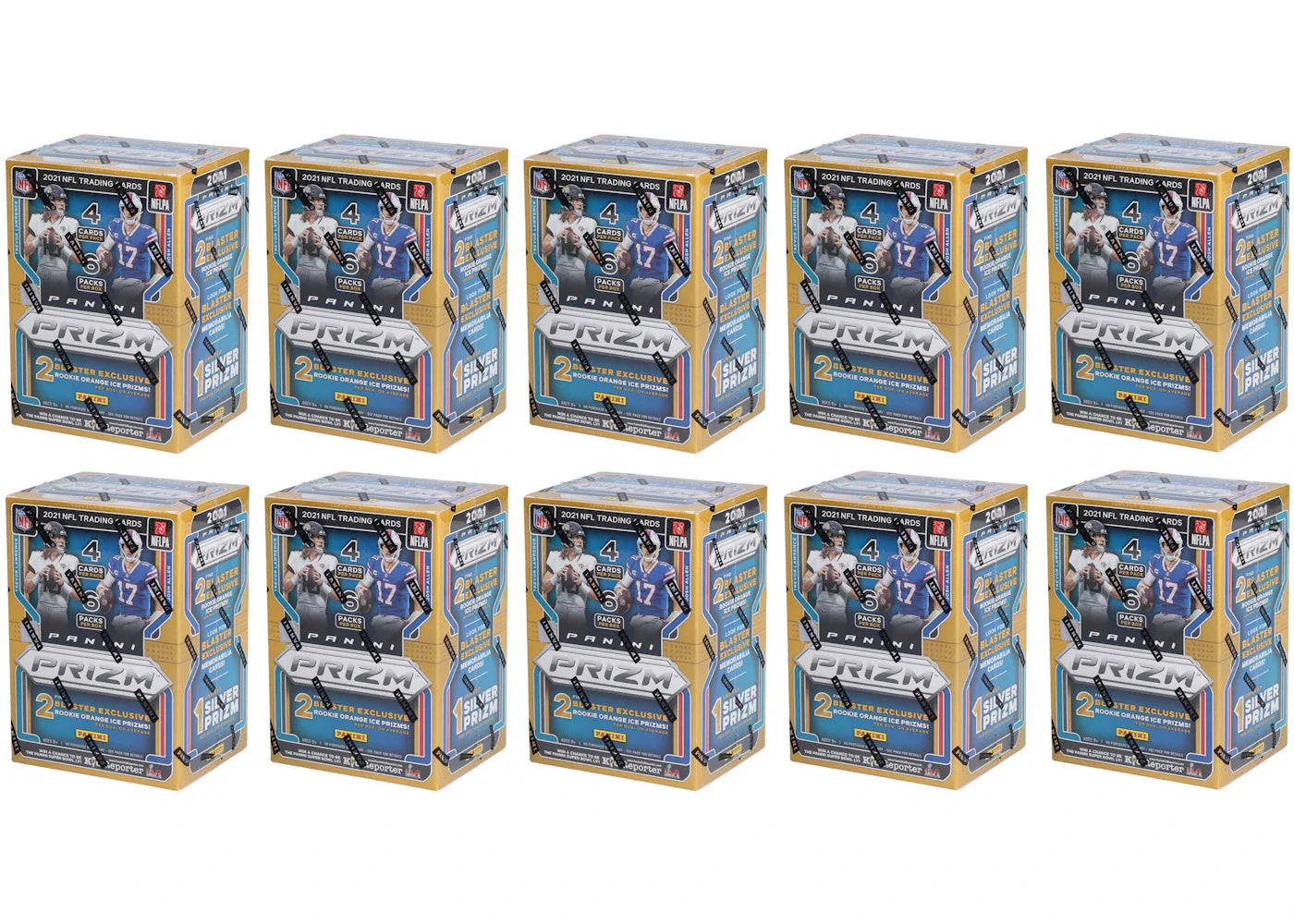 2021 Panini Prizm Football Fanatics Exclusive Blaster Box (Orange Ice Prizms) 10x Lot