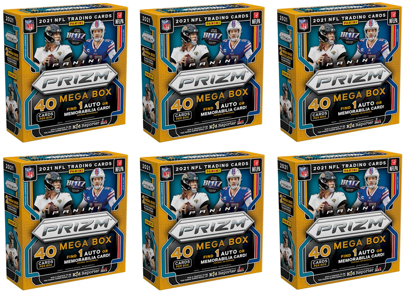 2021 Panini Prizm Football Fanatics Mega Box (Purple Pulsars) 6x Lot