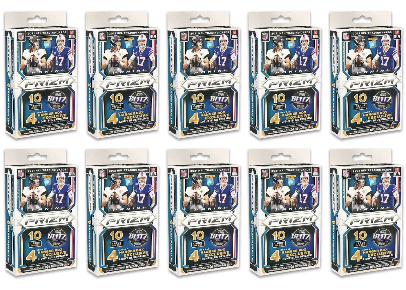 2021 Panini Prizm Football Hanger Box (Light Blue Prizms) 10x Lot