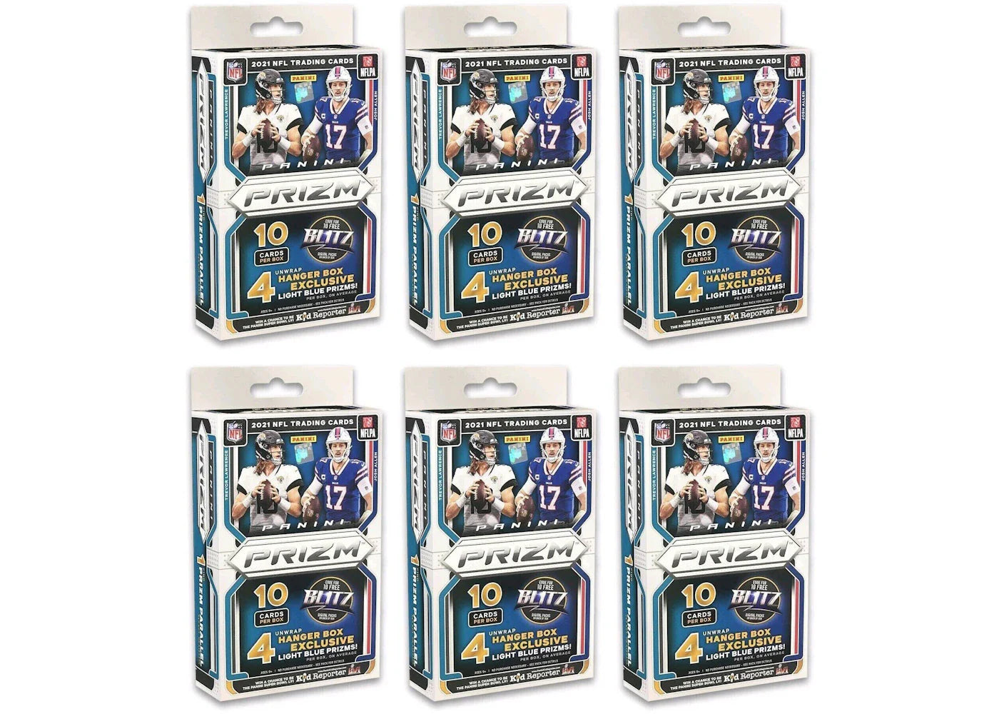2021 Panini Prizm Football Hanger Box (Light Blue Prizms) 6x Lot