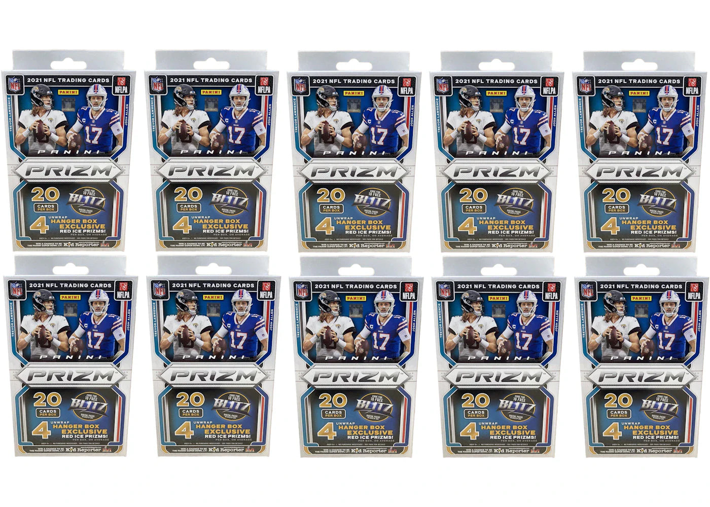 2021 Panini Prizm Football Hanger Box (Red Ice Prizms) 10x Lot