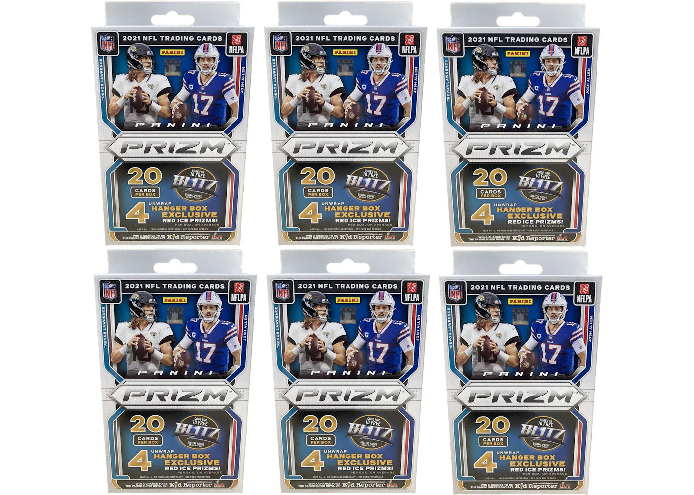 2021 Panini Prizm Football Hanger Box (Red Ice Prizms) 6x Lot