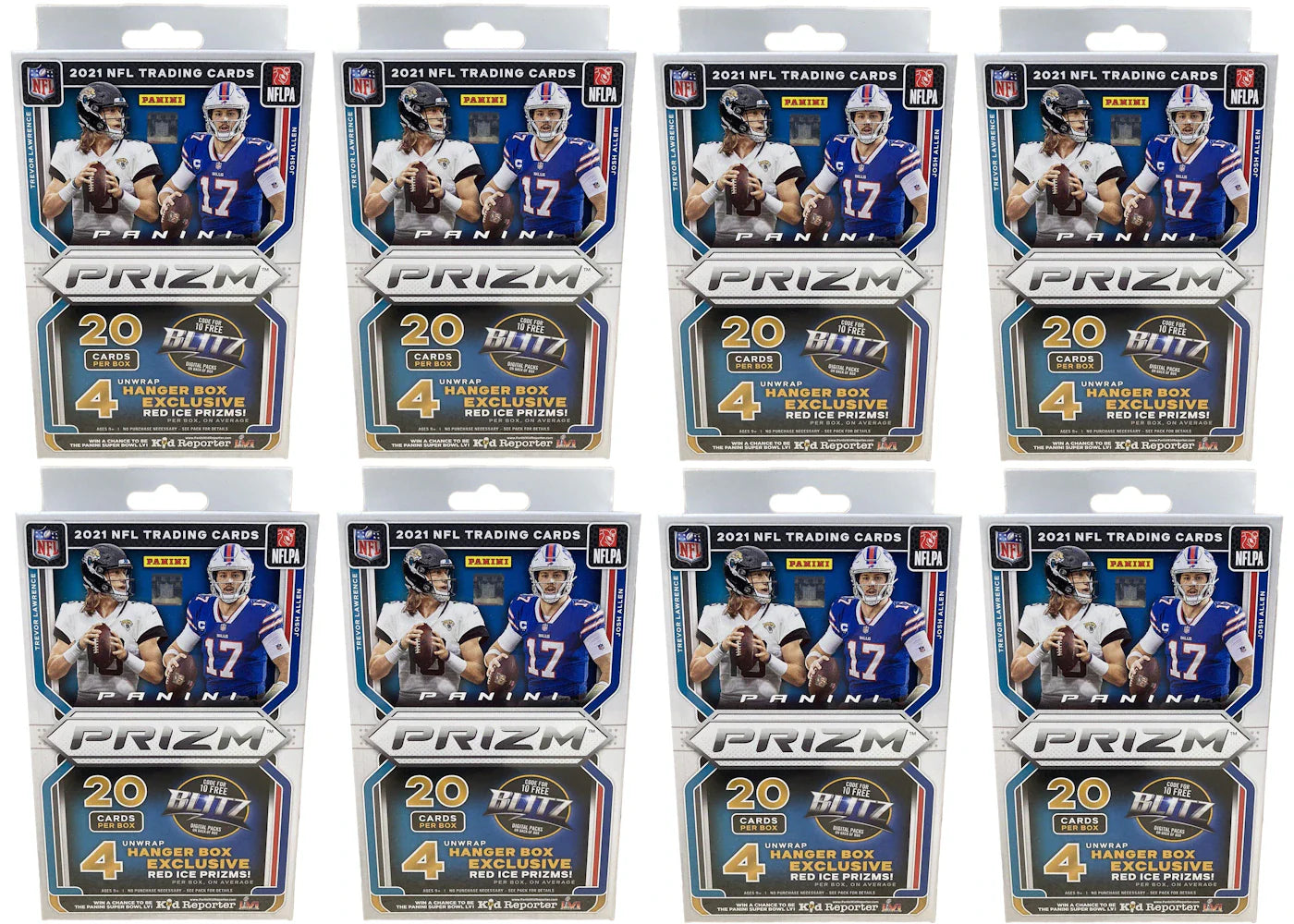 2021 Panini Prizm Football Hanger Box (Red Ice Prizms) 8x Lot