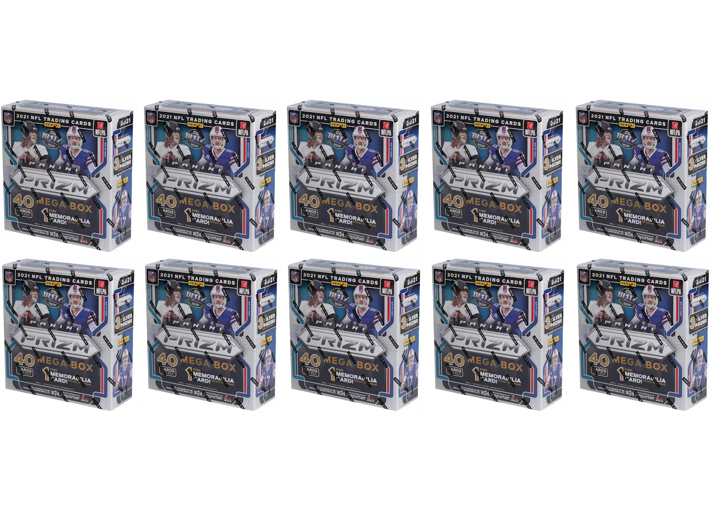 2021 Panini Prizm Football Mega Box (Green Pulsars) 10x Lot