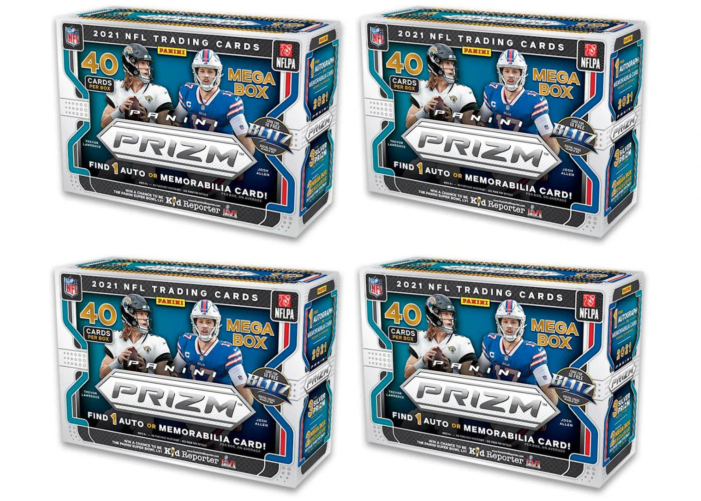 2021 Panini Prizm Football Mega Box (Pink Prizms) 4x Lot